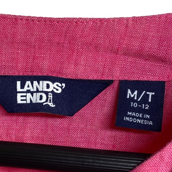 Lands' End Women's Pink Tunic Top M/T 3/4 Sleeve V-Neck Casual Comfortable Linen - Picture 5 of 10